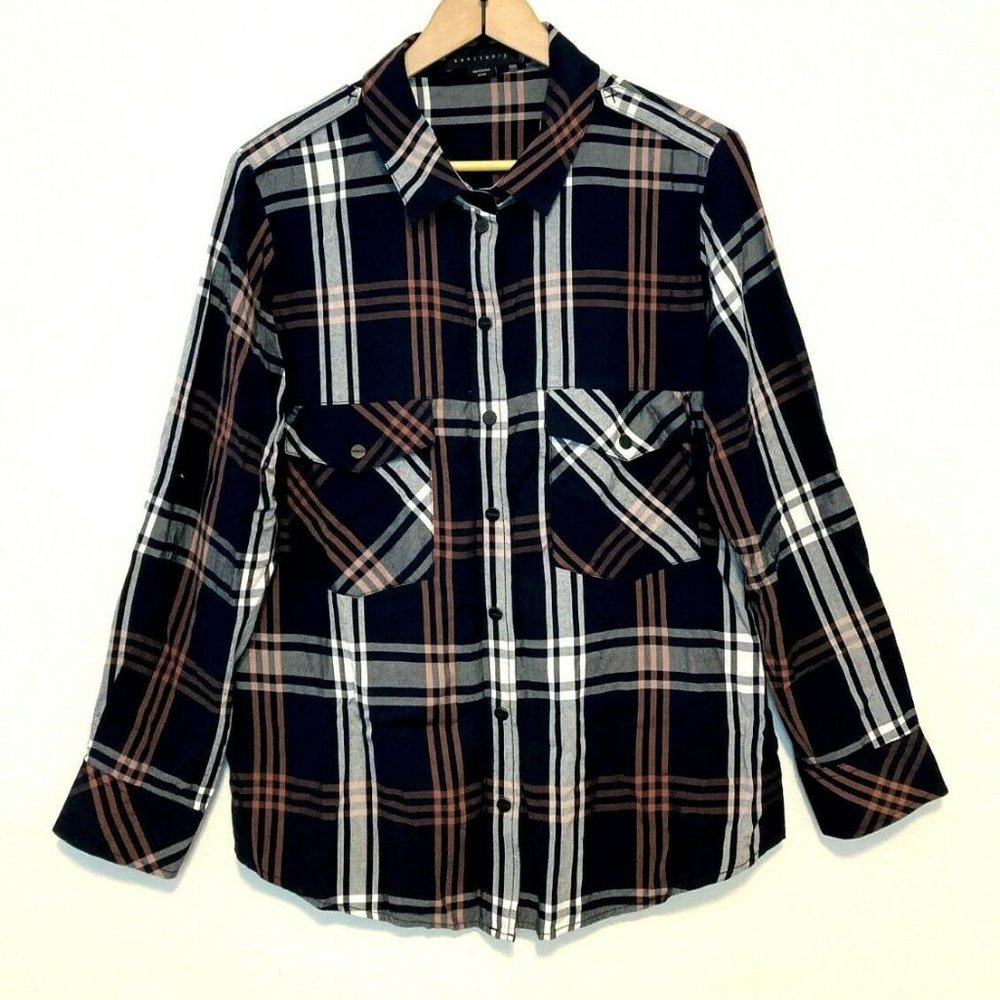 SANCTUARY BOYFRIEND Snap Down Epaulettes PLAID SHIRT